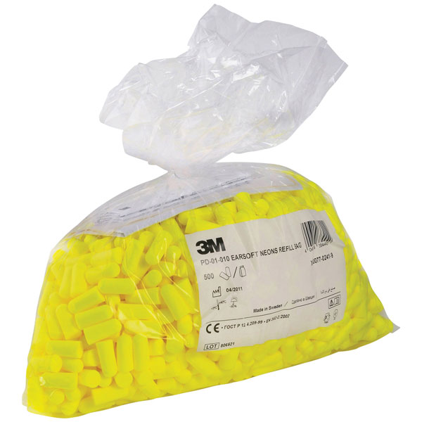 3M E.A.R Soft Yellow Neons Series Yellow Disposable Uncorded Ear Plugs, 36dB Rated, 500 Pairs