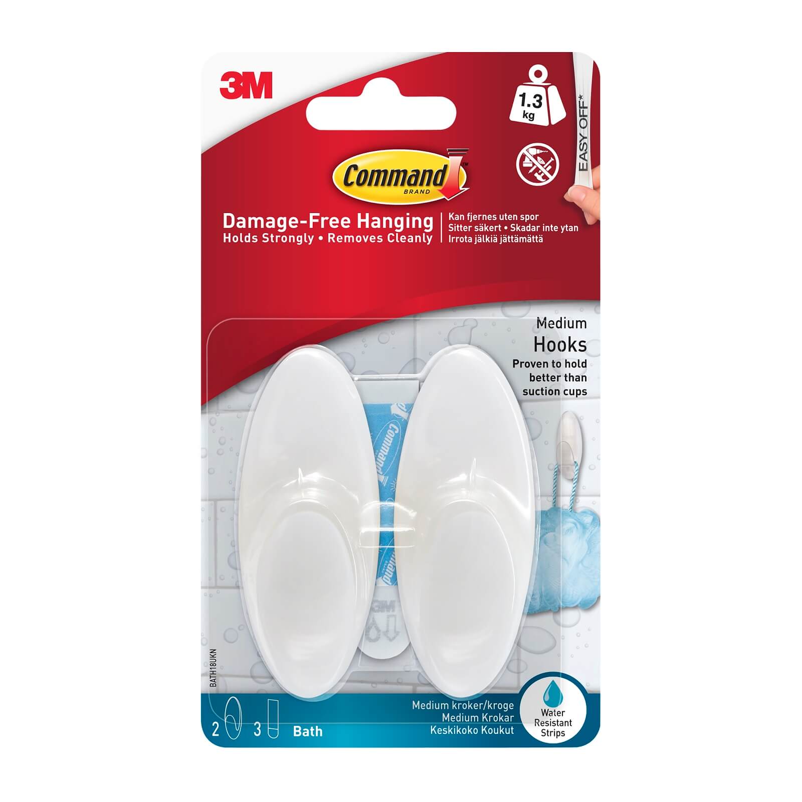 3M Command Bath Medium Hooks