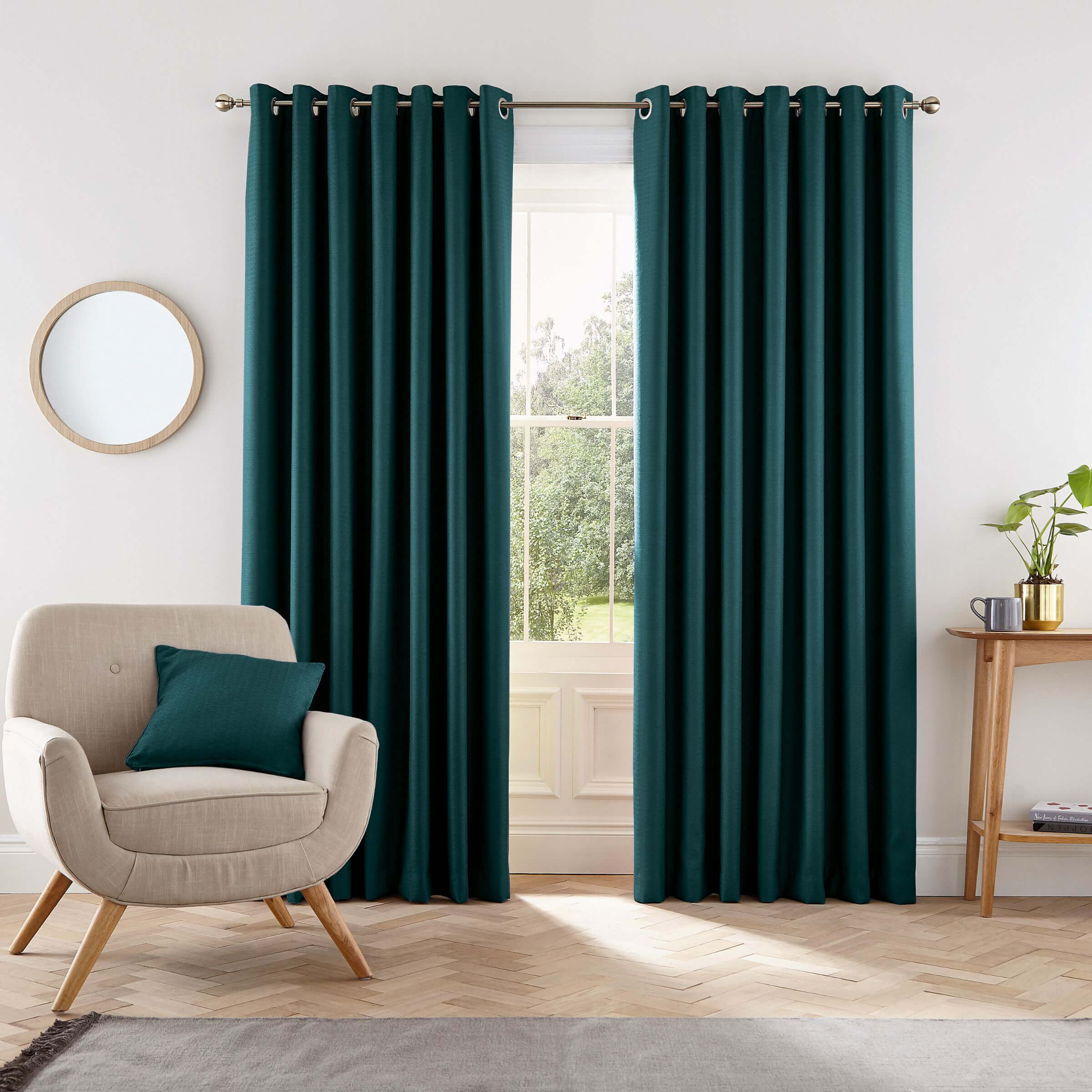 Helena Springfield 'Eden' Woven Lined Curtains|Size: 167cm width x 137cm drop|blue