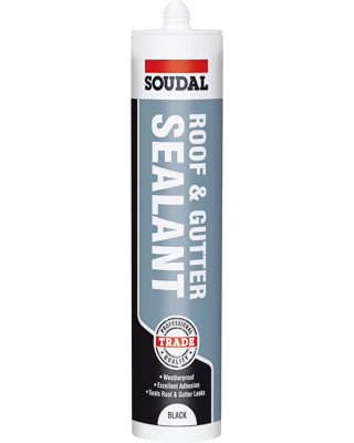 Soudal Roof, Gutter, Felt Lap &amp; Shingle Black Sealant - 290ml Tube 121656