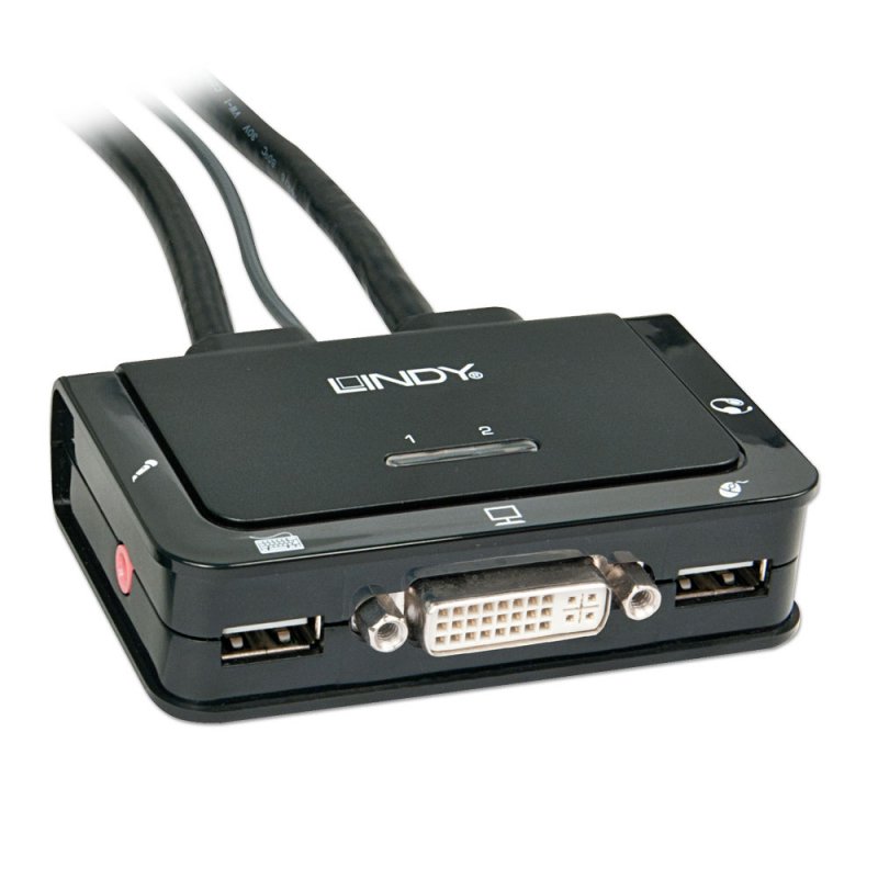 LINDY Compact 2 Port KVM Switch - DVI, USB 2.0 &amp; Audio