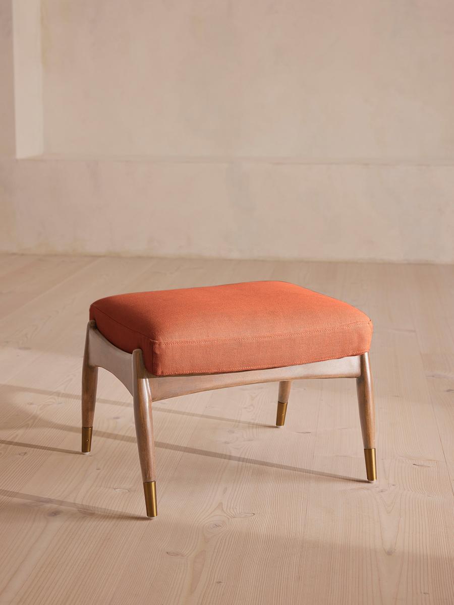 Theodore Oak Footstool, Linen, Antique Rose