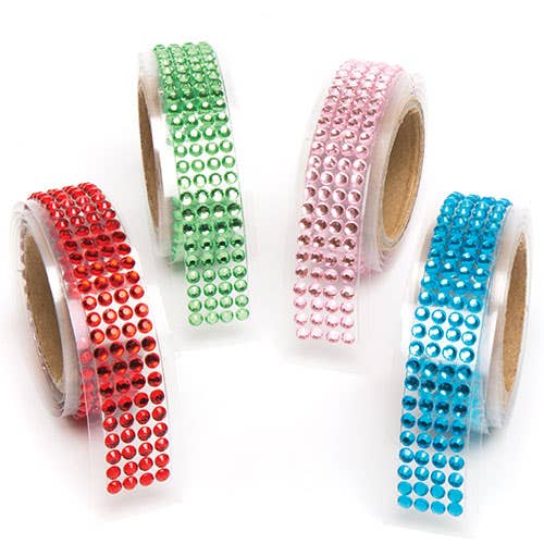 Baker Ross Gemstone Craft Tape - 4 Rolls Of Self-adhesive Acrylic Crystal Strips. Size 50cm x 1,3cm.