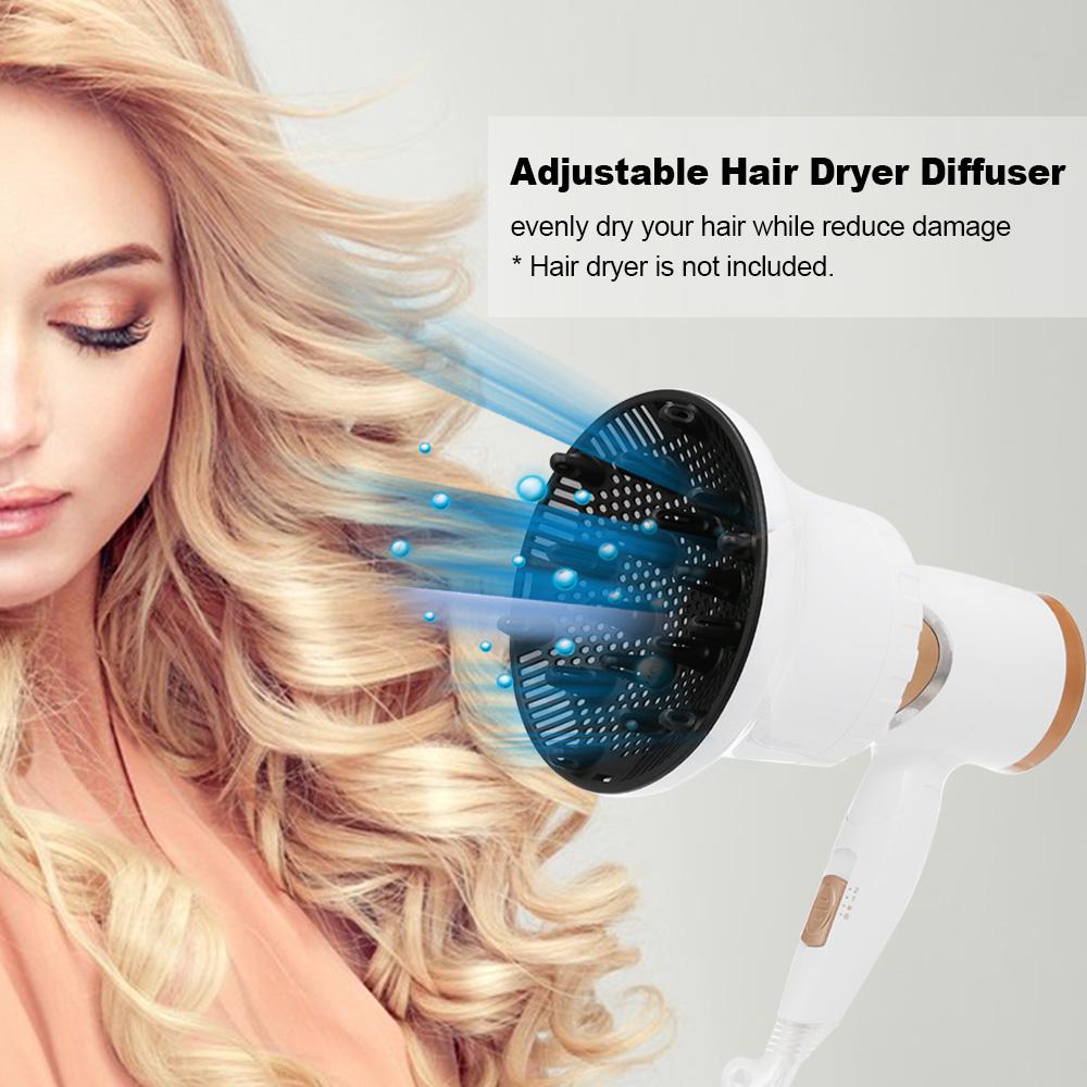 TOMTOP JMS Hair Dryer Diffuser Adjustable Blow Dryers Diffuser for Curly or Wavy Hair black