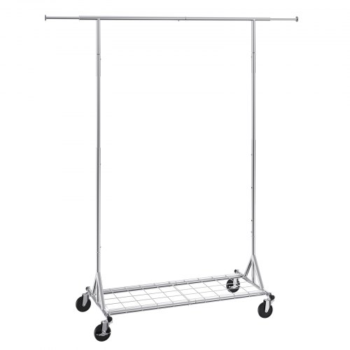  Clothes Rack with Wheels, Heavy Duty Clothing Garment Rack, Commercial Clothing Rack for Hanging Clothes with Bottom Storage Area, 450 lbs Load