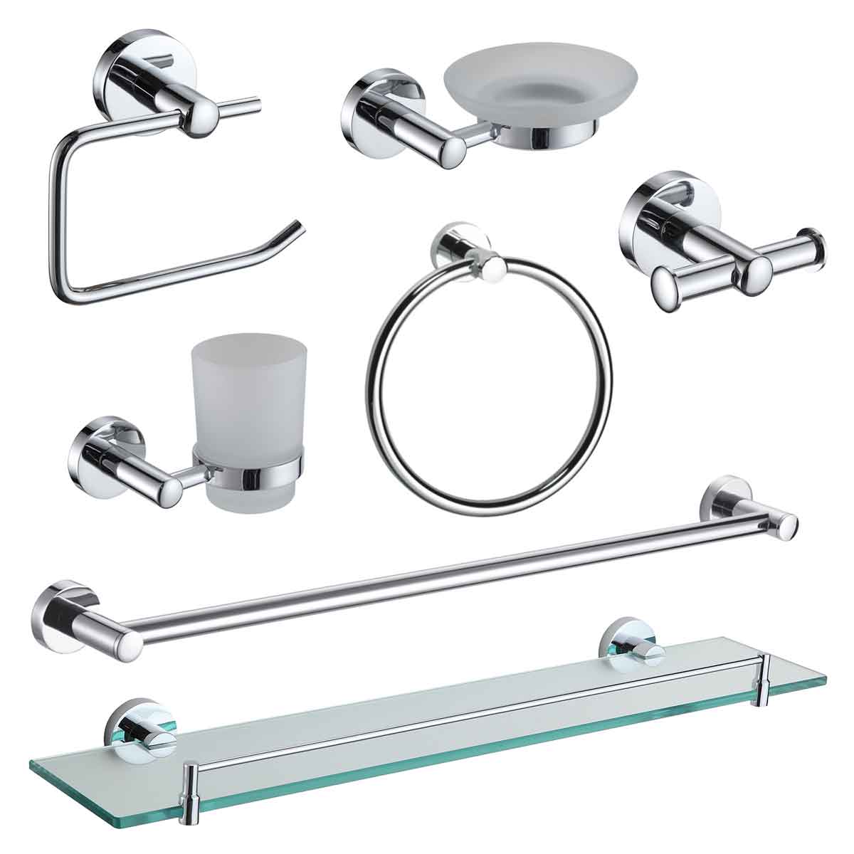 Showerdrape Modernity 7 Pc Bathroom Accessory Set Chrome