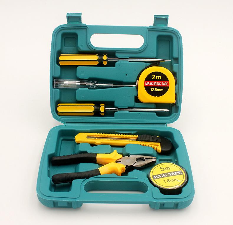 Meterk 8Pcs Household Hardware Hand Tool Set Hardware Toolbox Vehicle Emergency Kit Vehicle Emergency yellow
