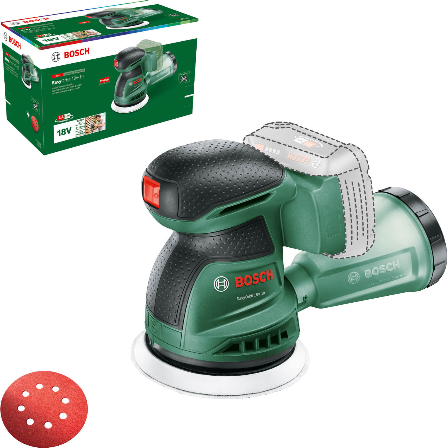 BOSCH HOME AND GARDEN Bosch Easyorbit 18v-10 P4a 18v Cordless Disc Sander 125mm No Batteries No Charger No Case