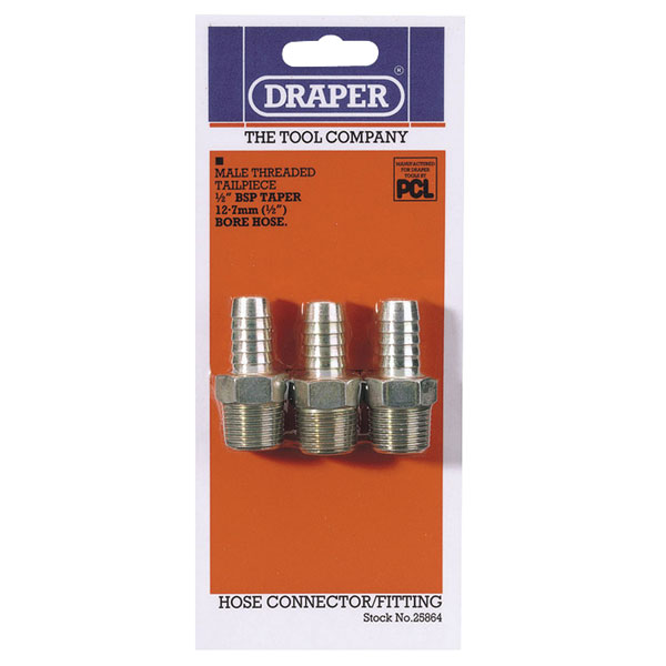 Draper 25864 1/2" Taper x 1/2" Hose Connector 3
