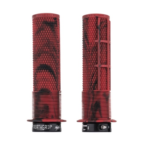 DMR Brendog Death Grip Lock-on Flanged Grips  - Marble Red / Soft / Thin