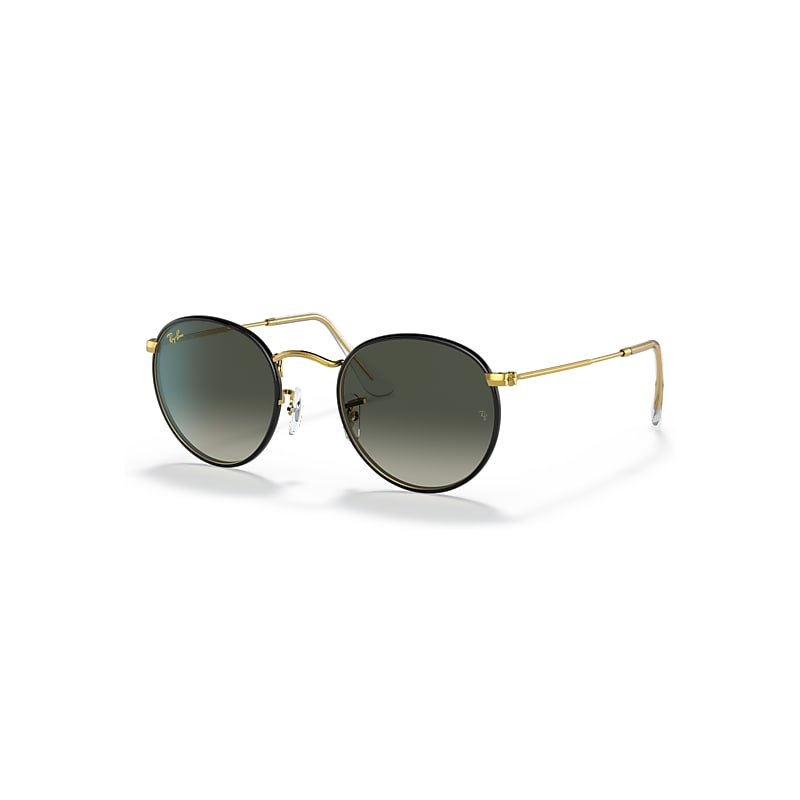 Ray-Ban Round Full Color RB3447JM 919671 Black On Legend Gold/Grey Gradient Round Sunglasses