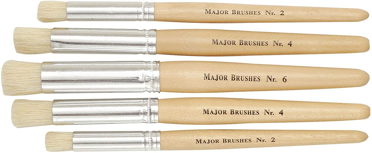 Major Brushes Short Handle Stencil Brush - Set of 5