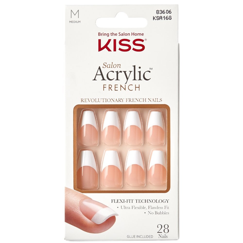 KISS Inc. Salon Acrylic French False Nails - Je T'aime (28 Nails & Adhesive 2g)