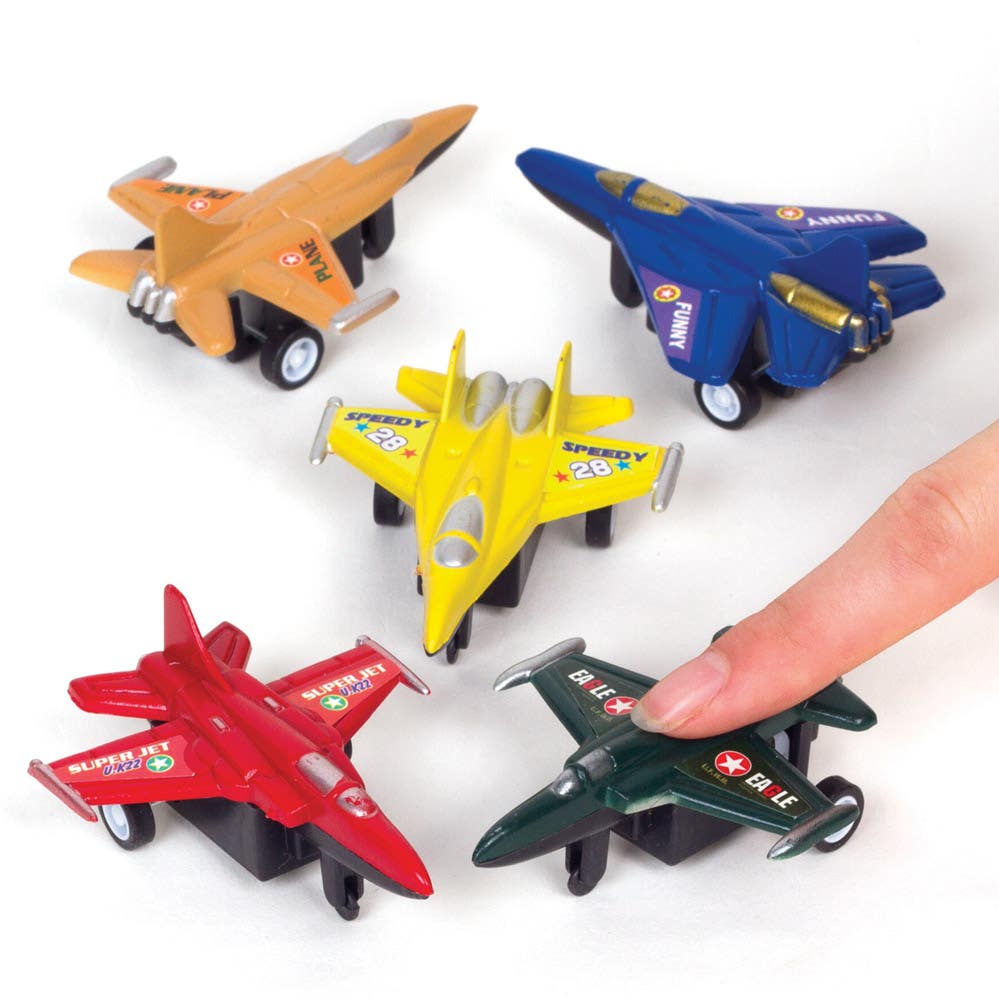 Baker Ross Pullback Jet Planes - 6 Pullback Toy Planes In Assorted Colours. Pull Back And Go Toys. Party Bag Fillers. Size 7.5cm.