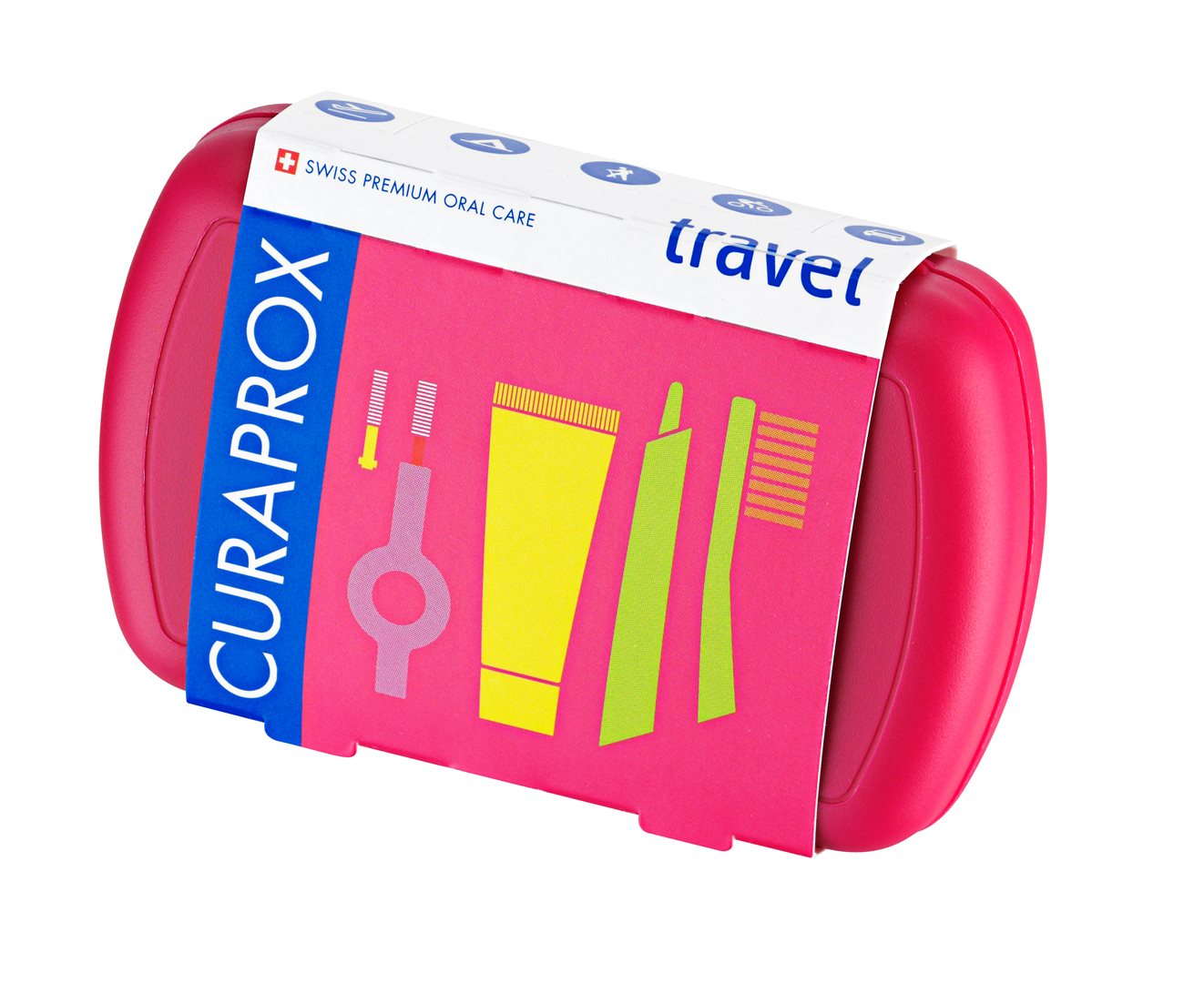 Curaprox Travel Set Travel Kit Magenta (for Teeth, Tongue and Gums) Magenta