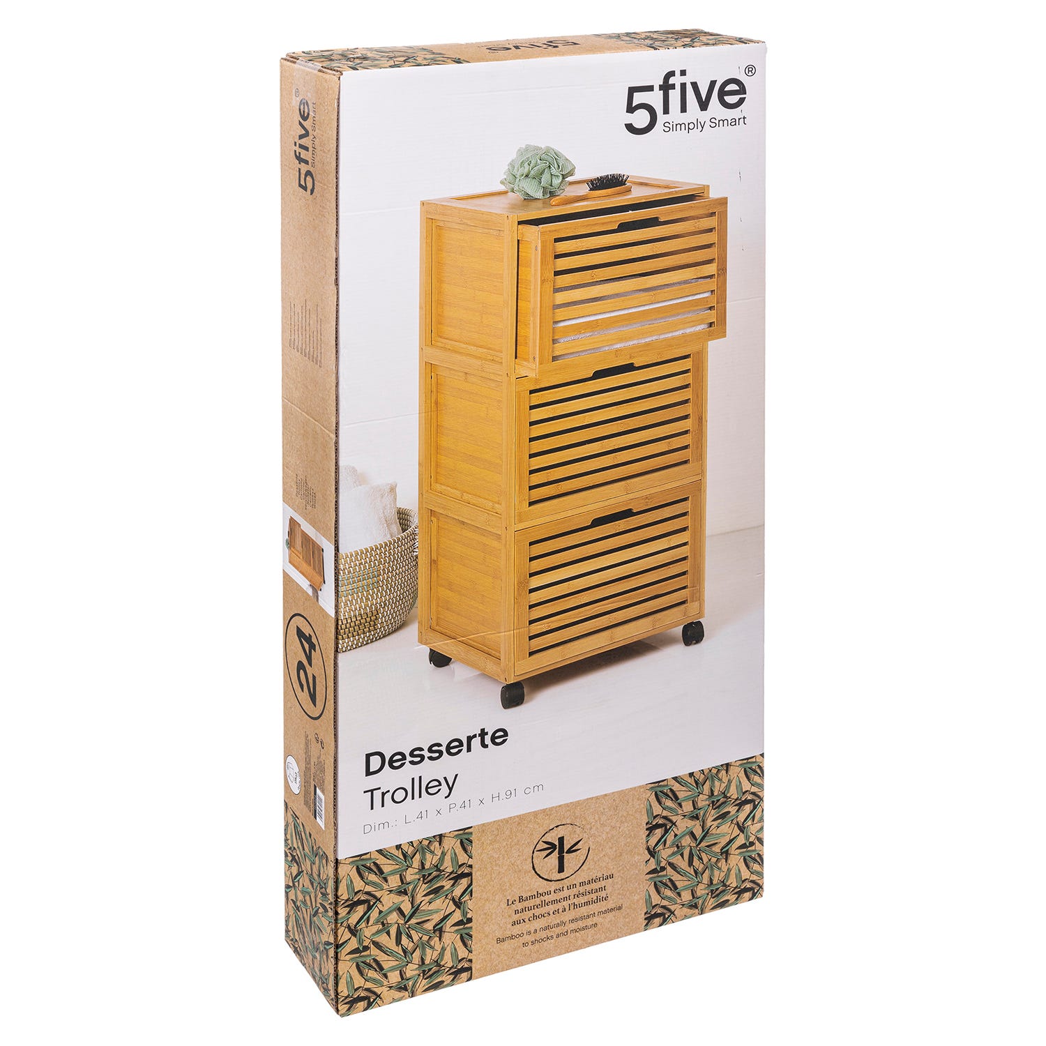Eminza 5five Sicela Bamboo 3 Drawer Storage Unit