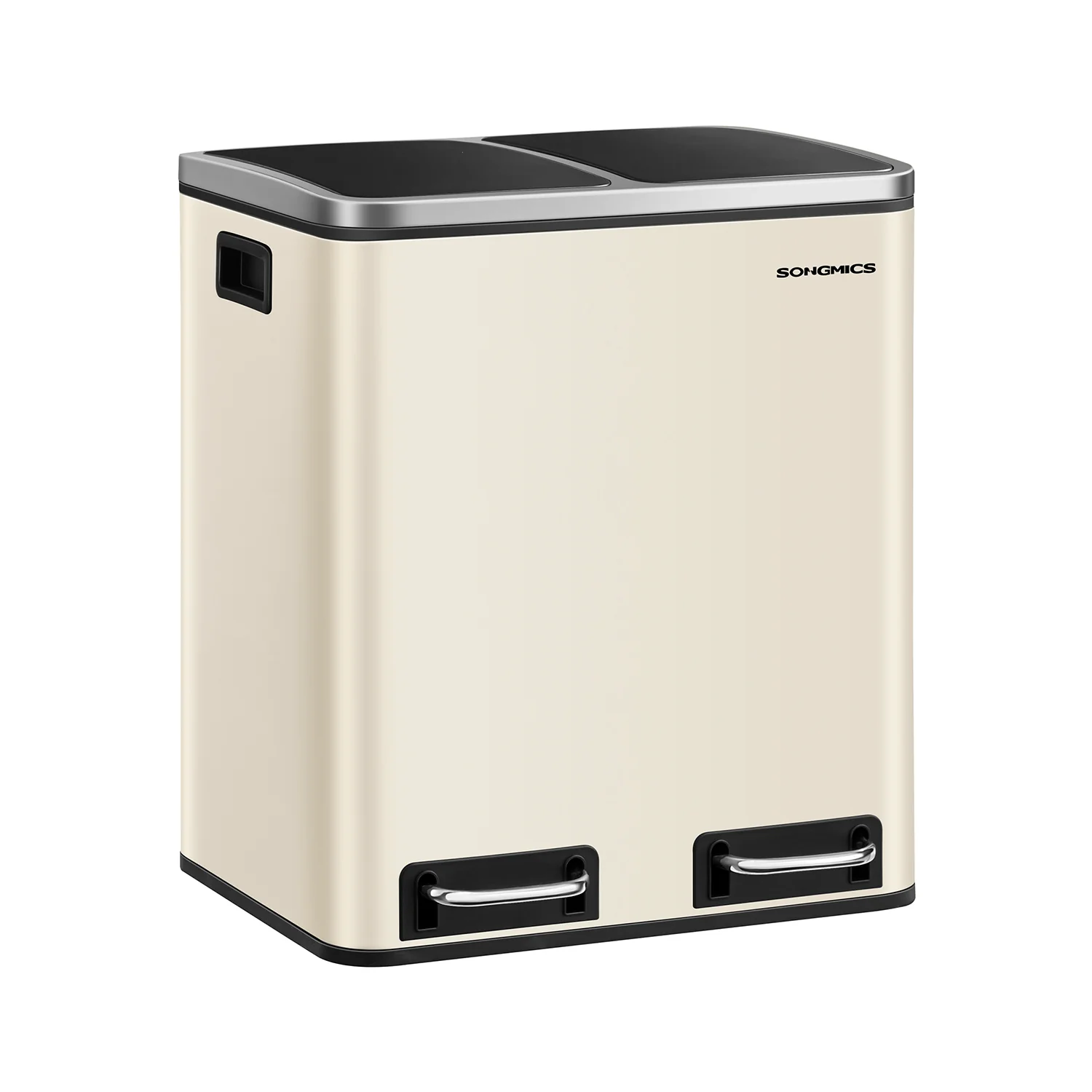 SONGMICS Recycle Rubbish Bin, Sand Beige + Ink Black