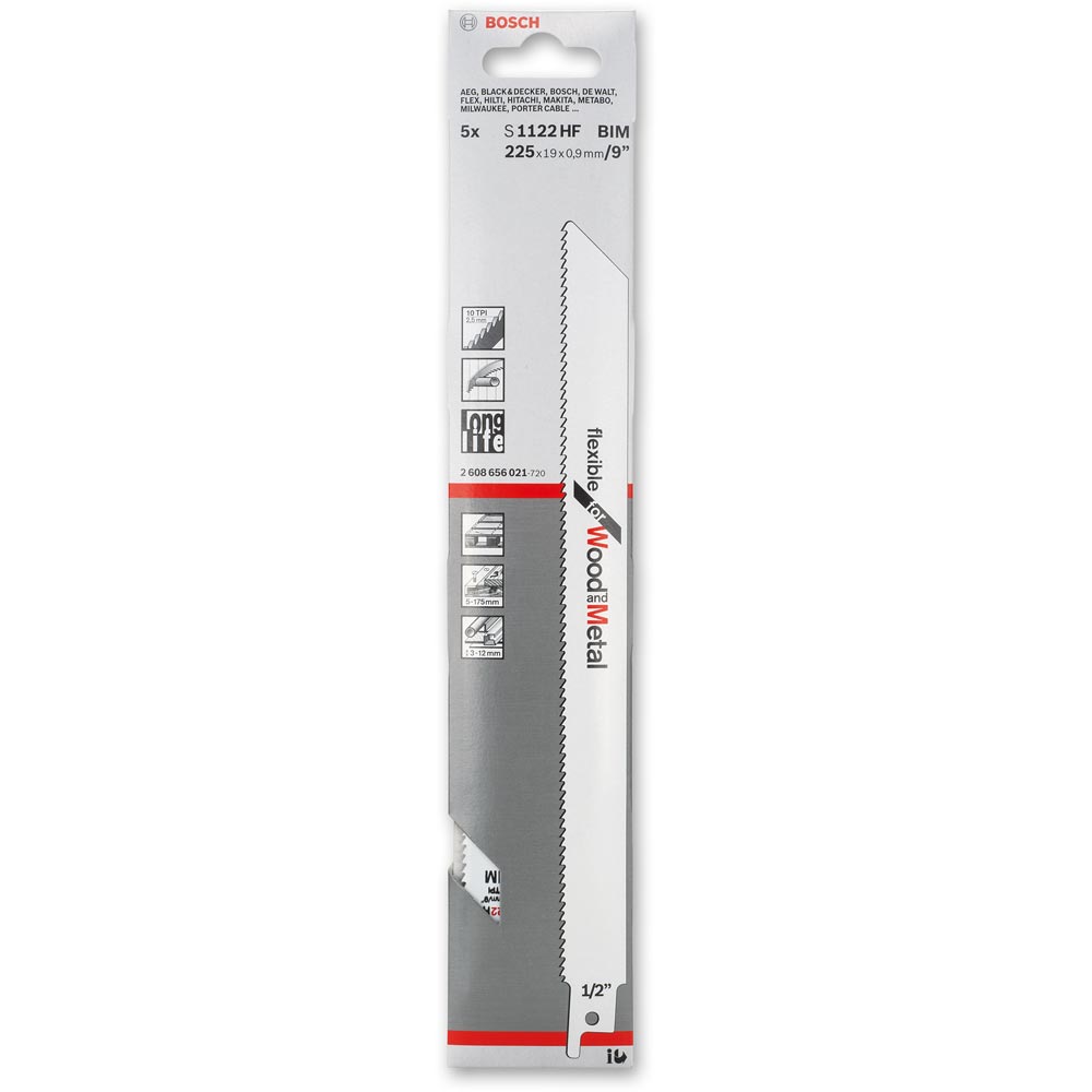 BOSCH Lame de scie-sabre S 1122 HF, Flexible for Wood and Metal, lot de 5 Bosch