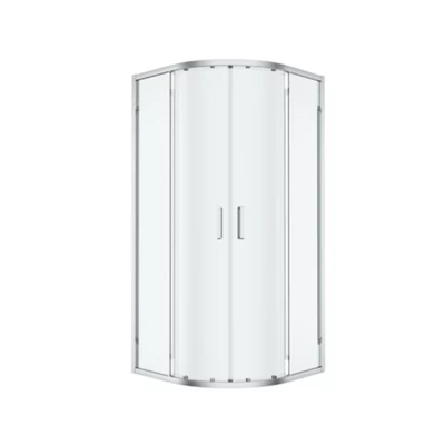 GoodHome Ledava Clear Glass Chrome Effect Quadrant Shower Enclosure - Corner Entry Double Sliding Door (W)90Cm (D)90Cm