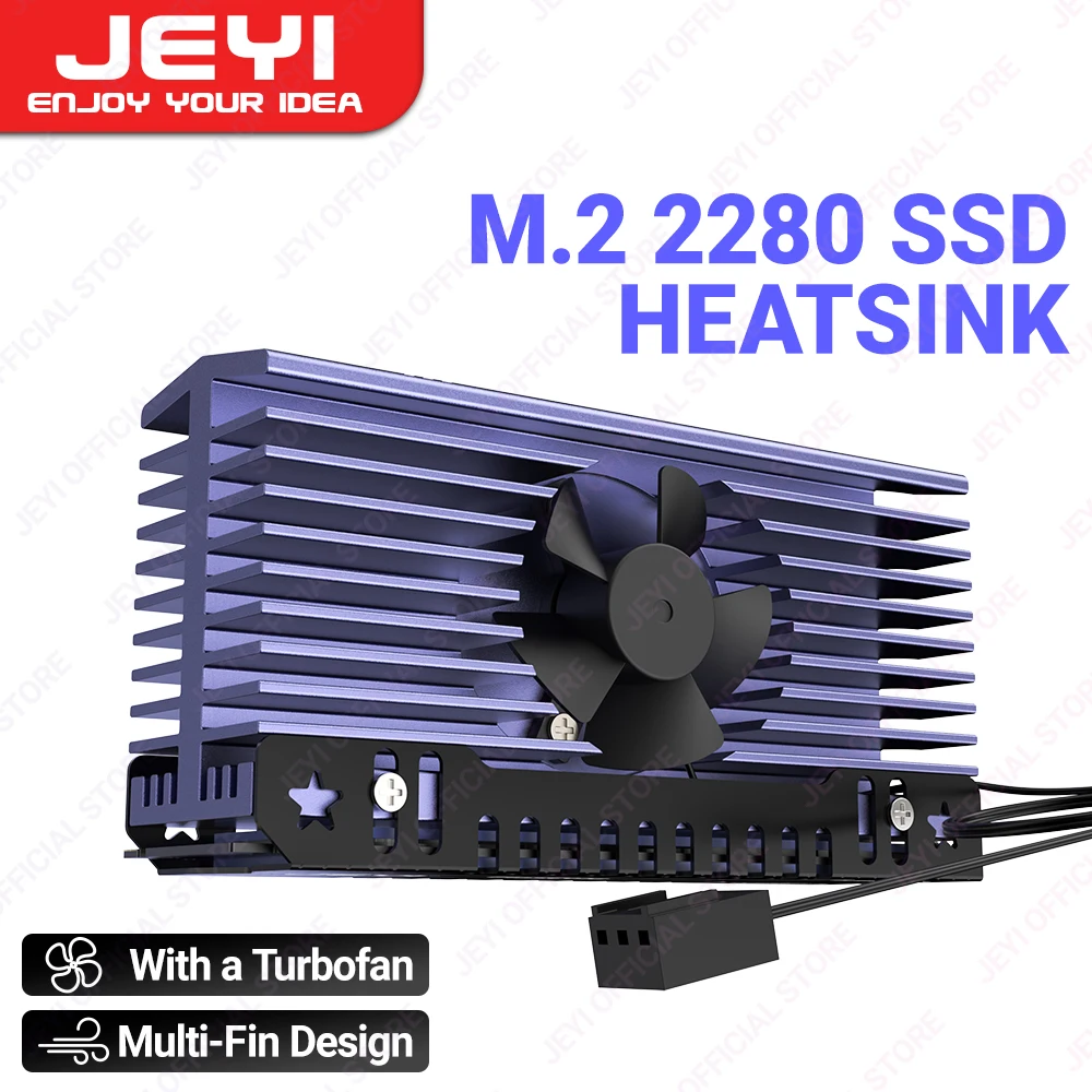 JEYI M.2 Ssd Heatsink With A Silent Turbofan 2280 Nvme Radiator Aluminum Alloy Pc Efficient Cooler
