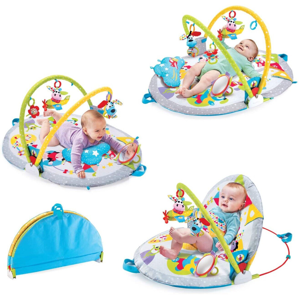 Yookidoo Baby Floor Gym Lay to Sit-Up Playmat. 3-in-1 Infant Activity Center for Newborns. 0 - 12 Month