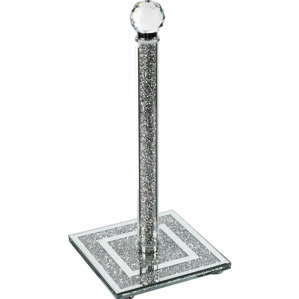 Sparkle Palace Crushed Diamond Silver Crystal Filled Kitchen Roll Holder Tissue