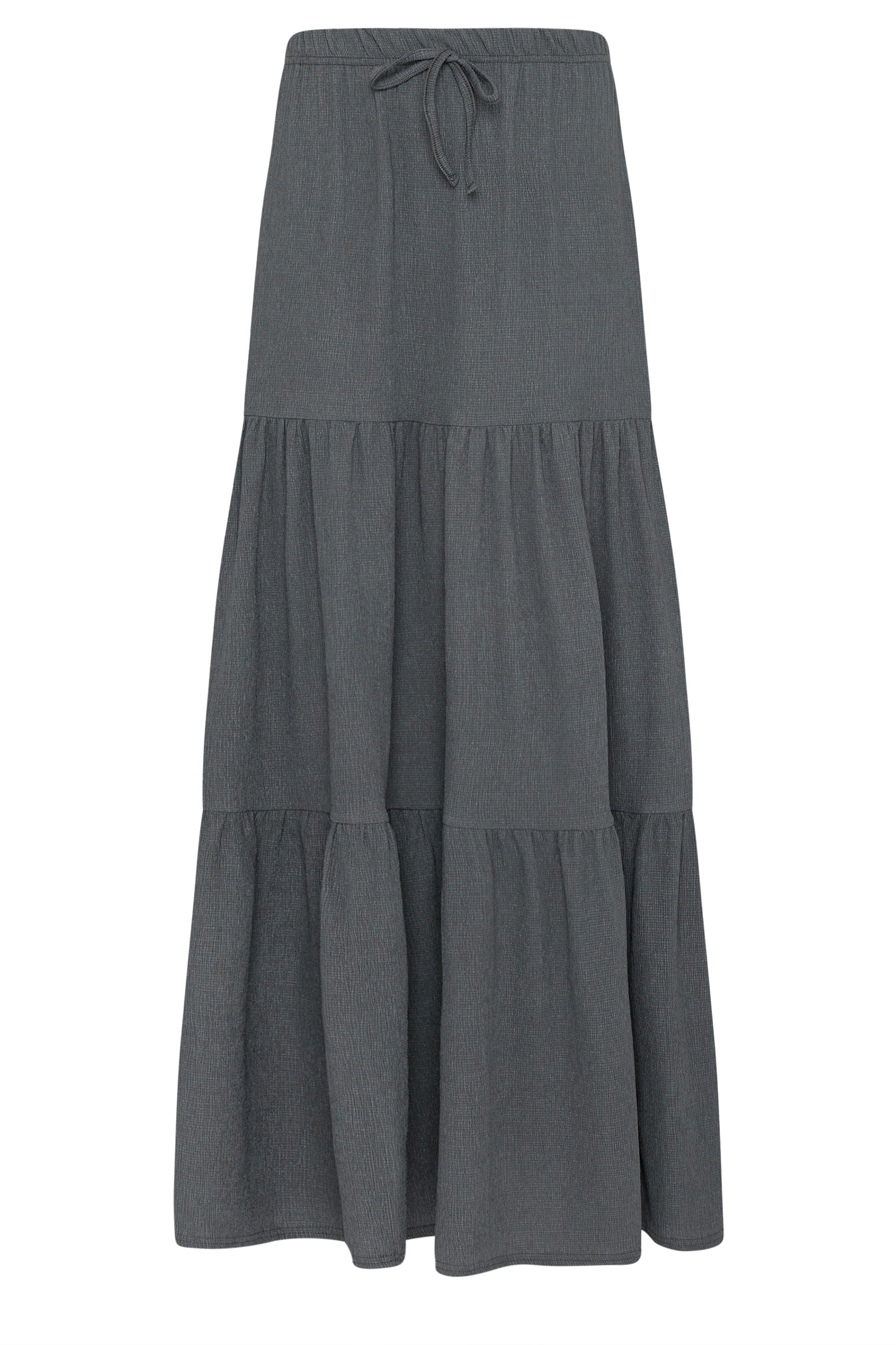 Lts Tall Grey Tiered Crinkle Maxi Skirt 8 | Tall Women's Maxi Skirts