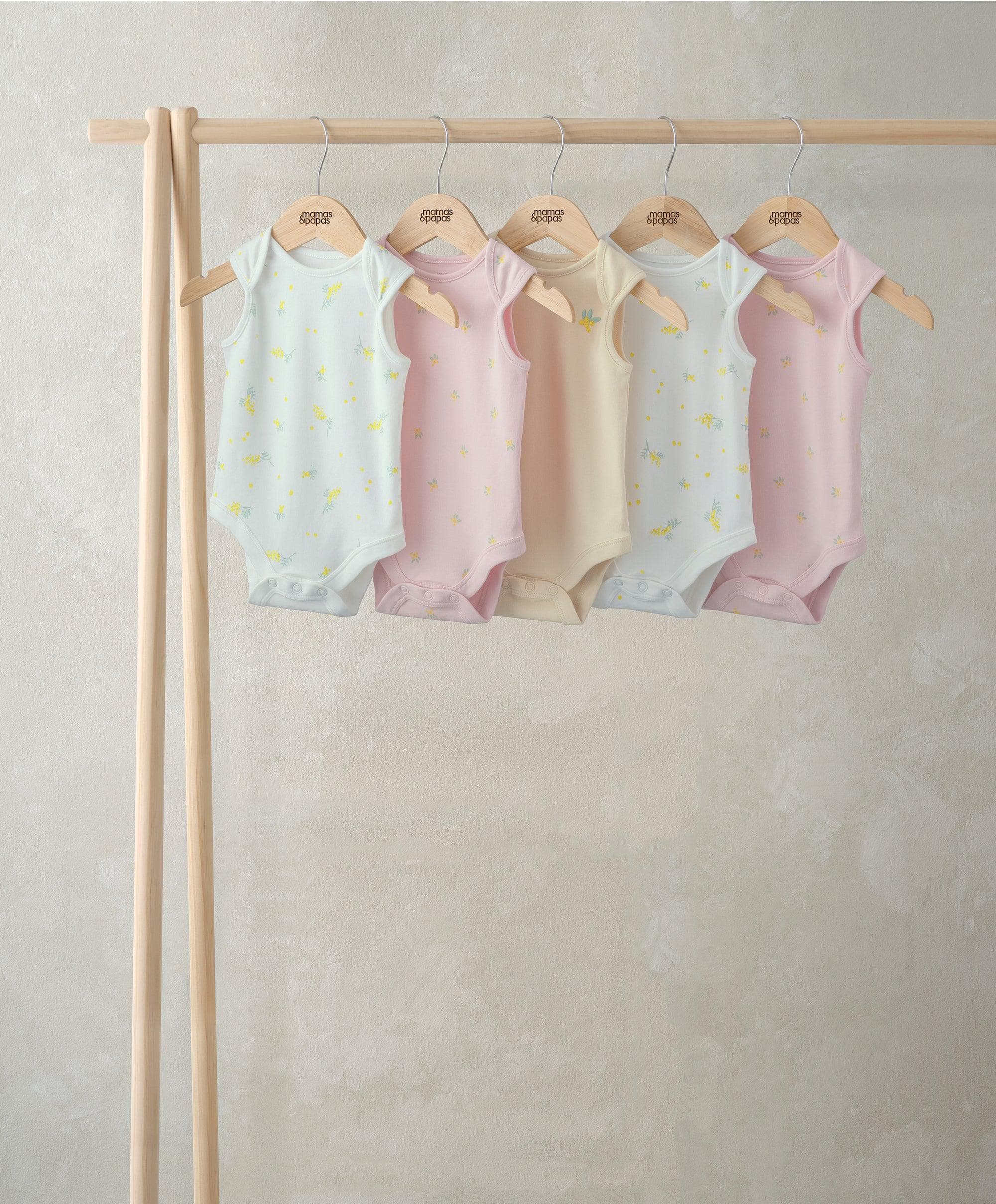 Mamas & Papas Bodysuits (Pack of 5) - Lemon Print