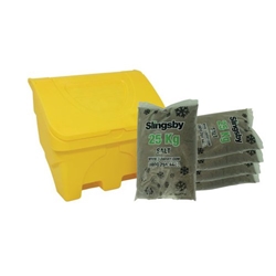 Slingsby 130l MIDI YELLOW SALT GRIT  BIN + 5 BAGS 25KG BROWN ROCK SALT