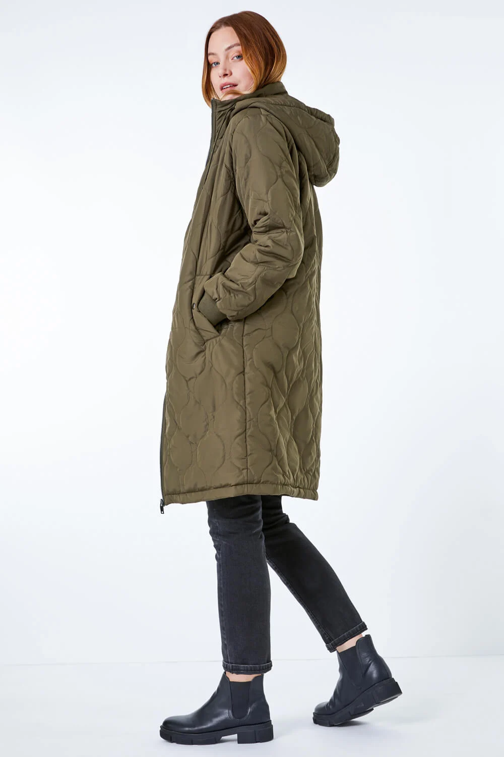 Roman Women's Lightweight Quilted Coat|Size: S|khaki