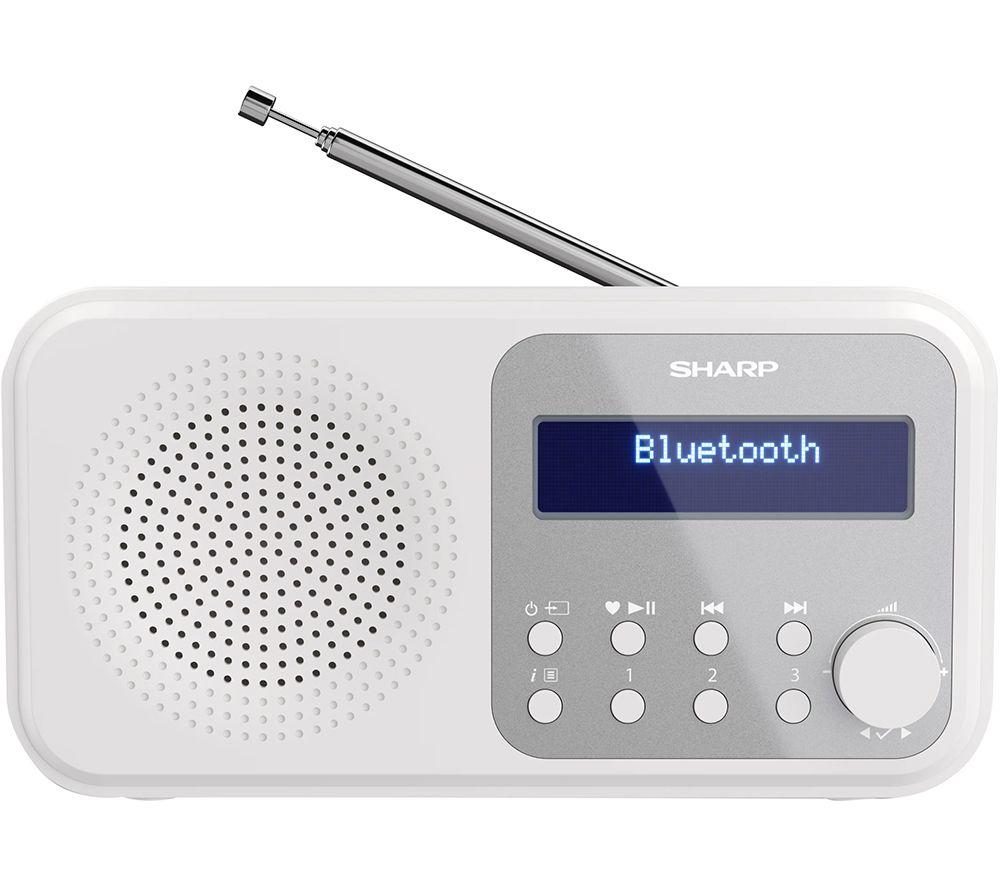 Sharp Tokyo DR-P420 Portable DABﱓ Bluetooth Clock Radio - Snowy White, White