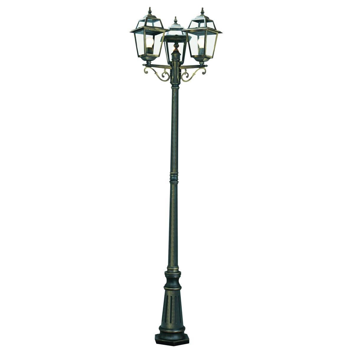Searchlight Netlighting New Orleans 3 Light Outdoor Lamp Post Black Gold IP44 E27|black