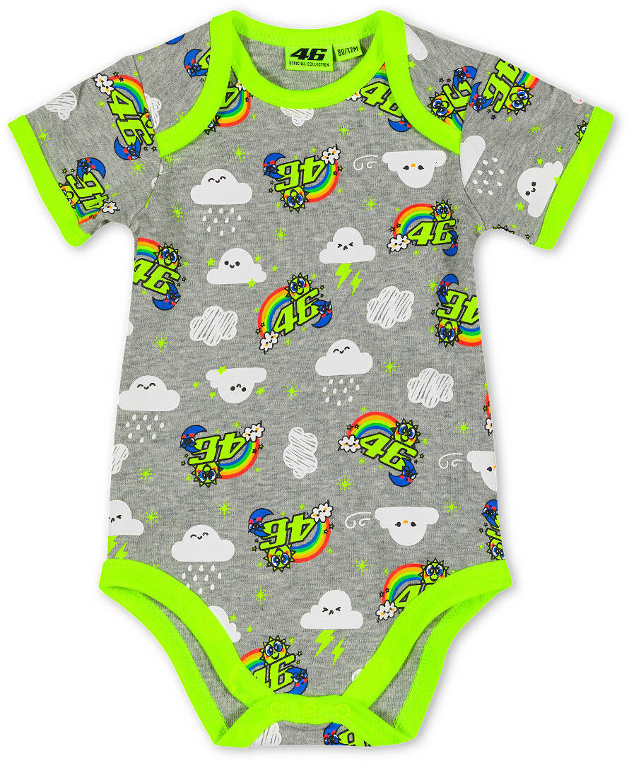 VR46 Sun and Moon Baby Romper, grey-yellow, Size 0 - 6 months 3 - 6 months, grey-yellow, Size 0 - 6 months 3 - 6 months