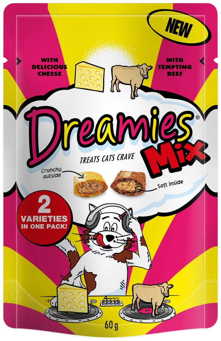 Dreamies Mix Cat Treats with Cheese & Beef 60g