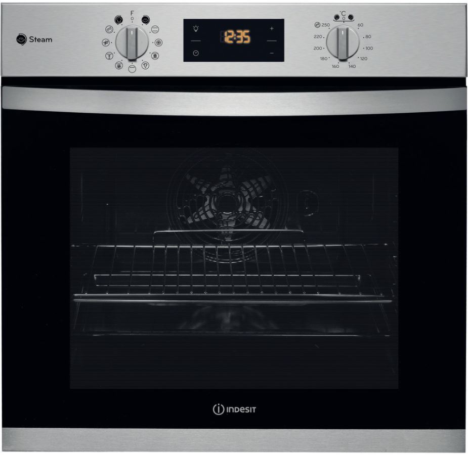 Indesit KFWS3844HIXUK Built In Electric Single Oven with added Steam Function - Grey - A+ Rated