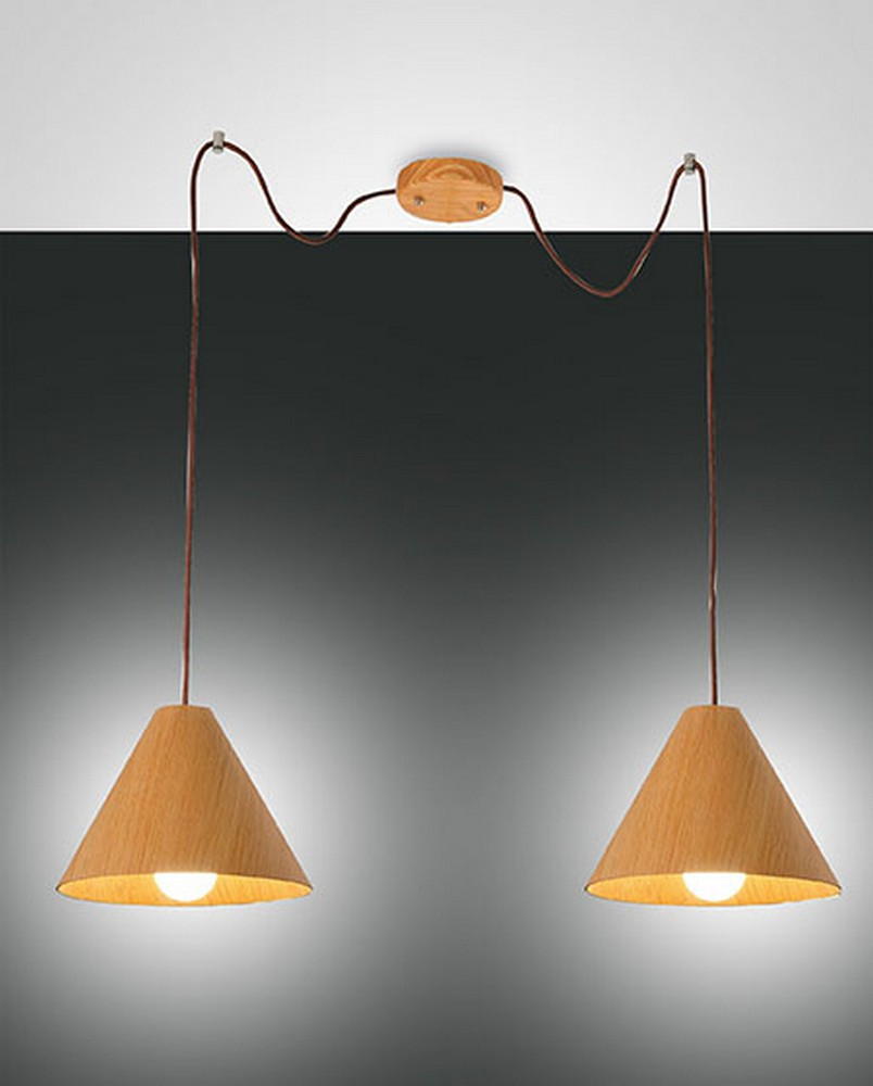 Fabas Luce Lighting Esino Dome Pendant Ceiling Lights Oak Glass, E27