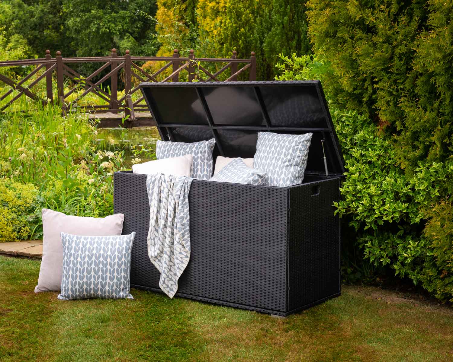 Rattan Direct Outdoor Rattan Garden Storage Box in Black