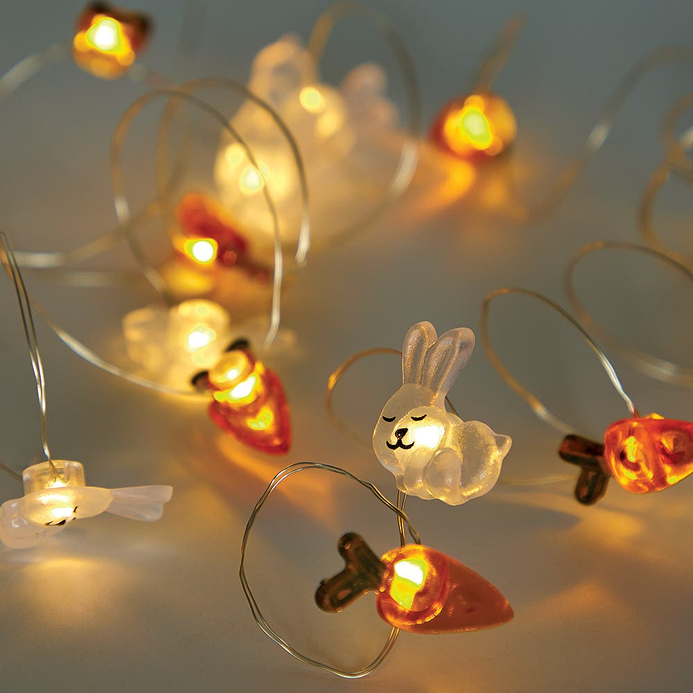 Baker Ross Easter Bunny & Carrot Led String Lights (Each set) Easter Craft Supplies