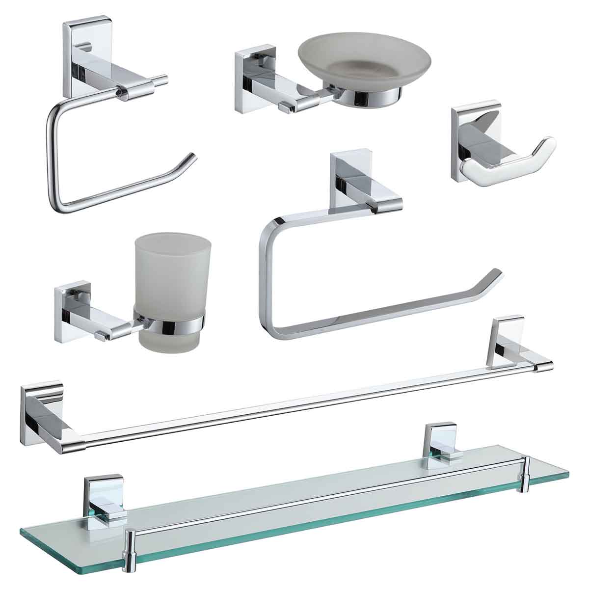 Showerdrape Unity 7 Pc Bathroom Accessory Set Chrome
