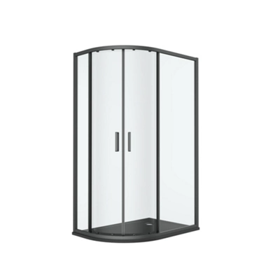 GoodHome Ledava Clear Right-Handed Offset Quadrant Shower Enclosure & Tray - Corner Entry Double Sliding Door (H)195Cm (W)80Cm (D)120Cm