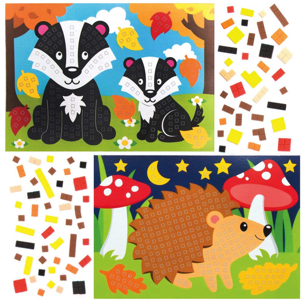 Baker Ross Woodland Animal Mosaic Picture Kits (Pack of 4)