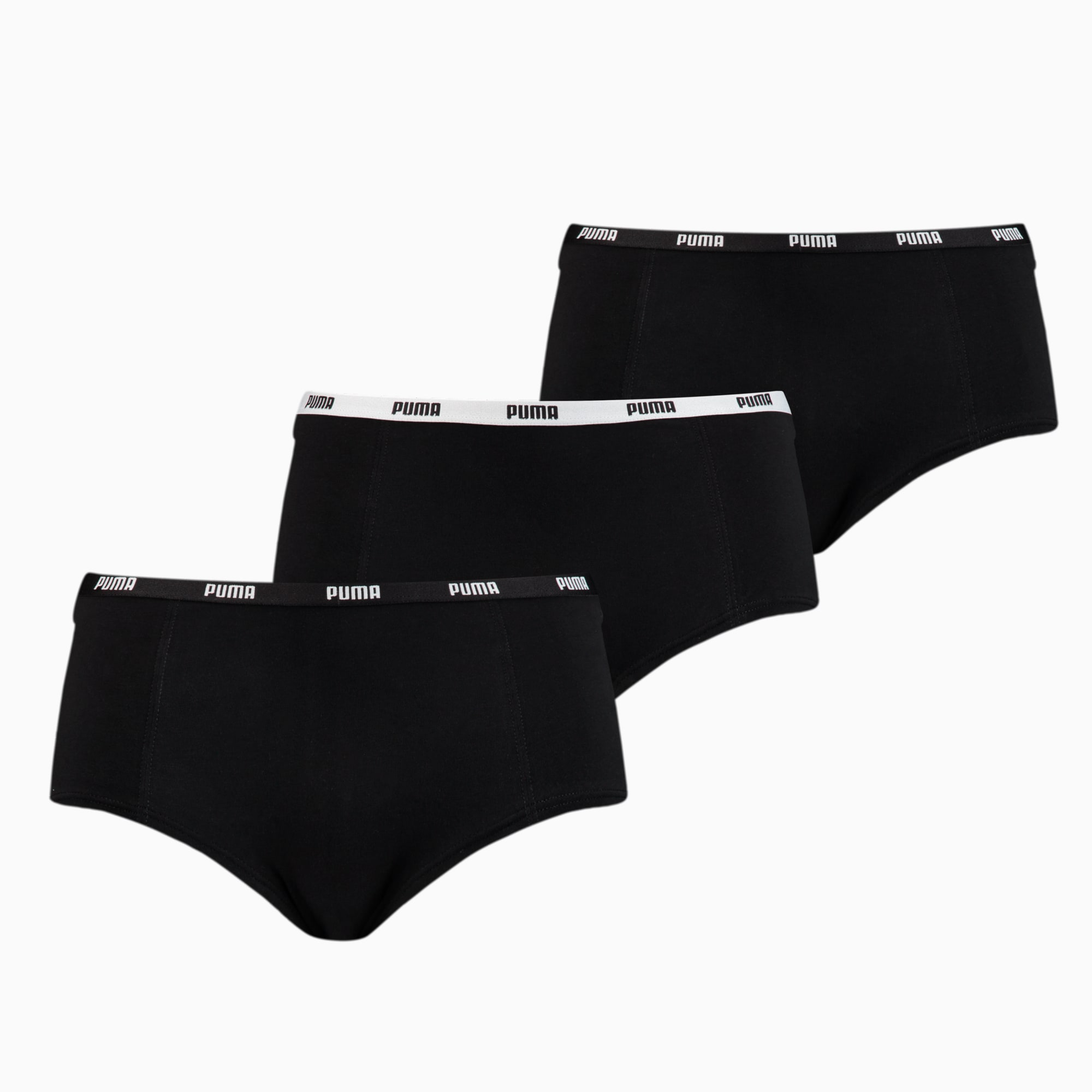 Puma Mini Short Women's Underwear 3 Pack, Black, size Medium