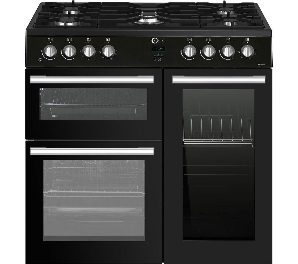 Flavel MLN9FRK 90 cm Dual Fuel Range Cooker - Black, Black