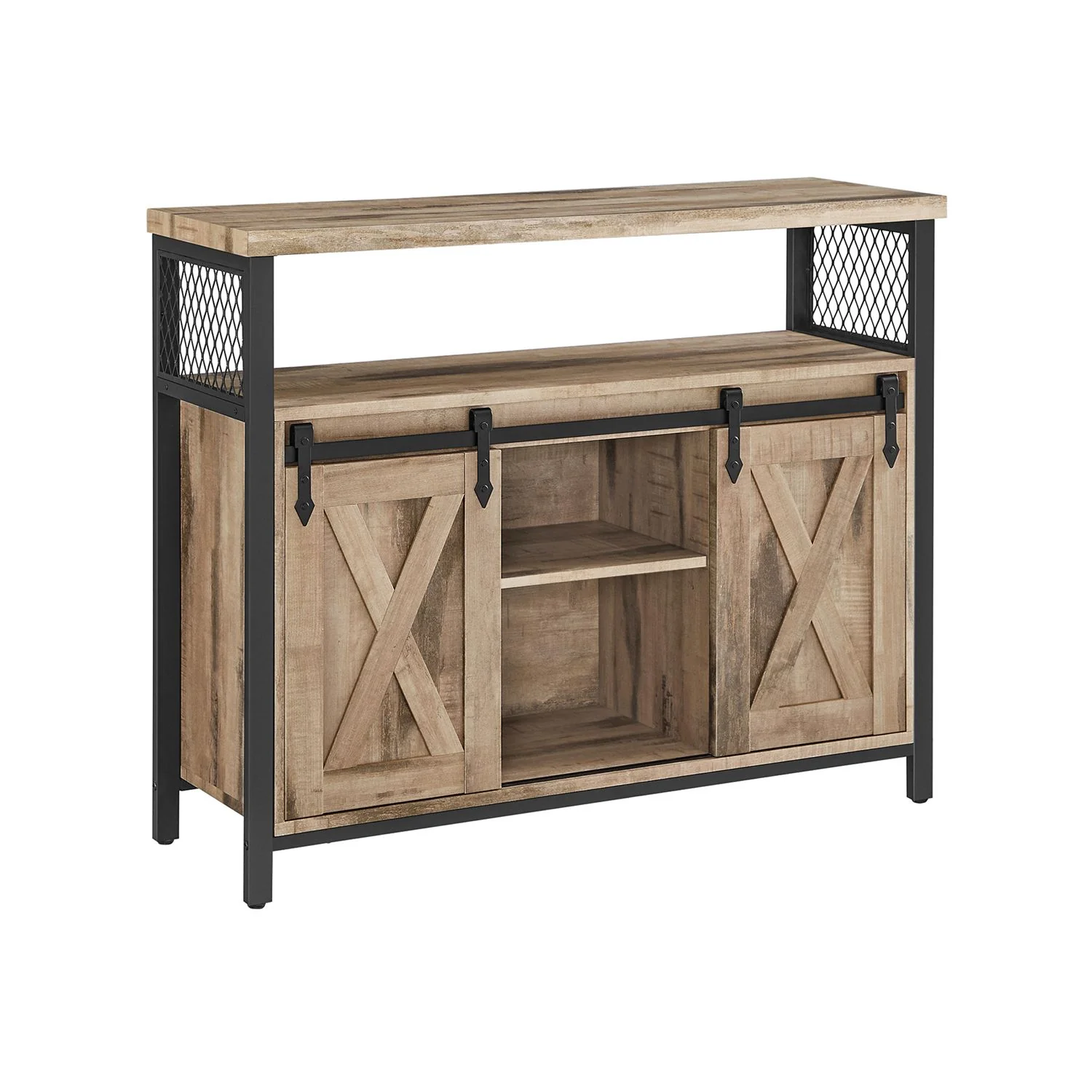 VASAGLE Industrial Dining Sideboard, Natural + Black
