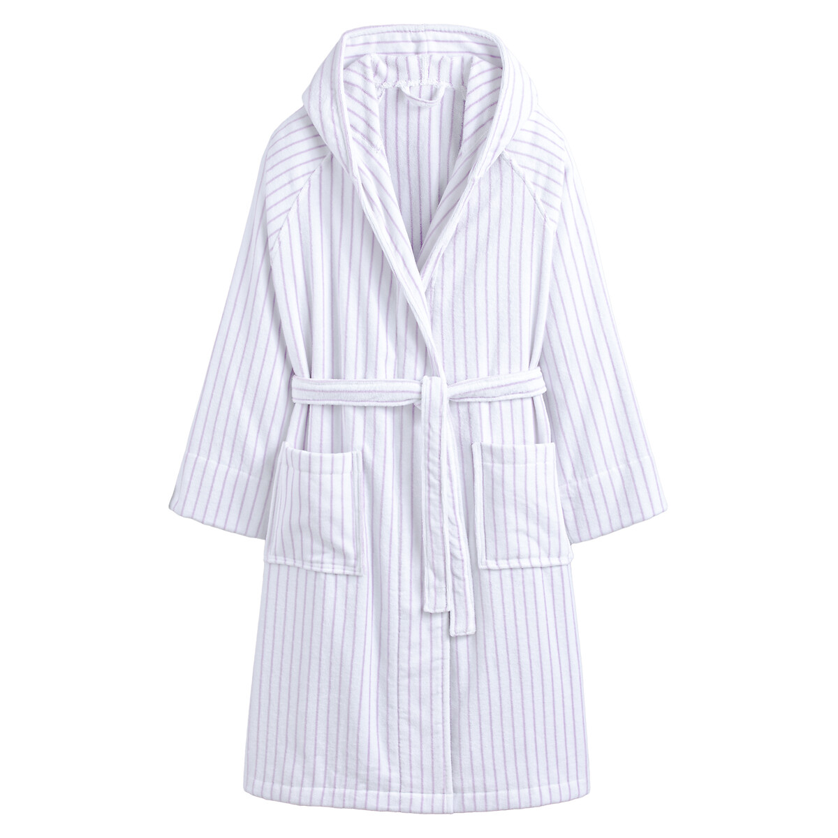 La Redoute Interieurs Bagno Striped 100% Cotton Velvet Hooded Bathrobe by La Redoute