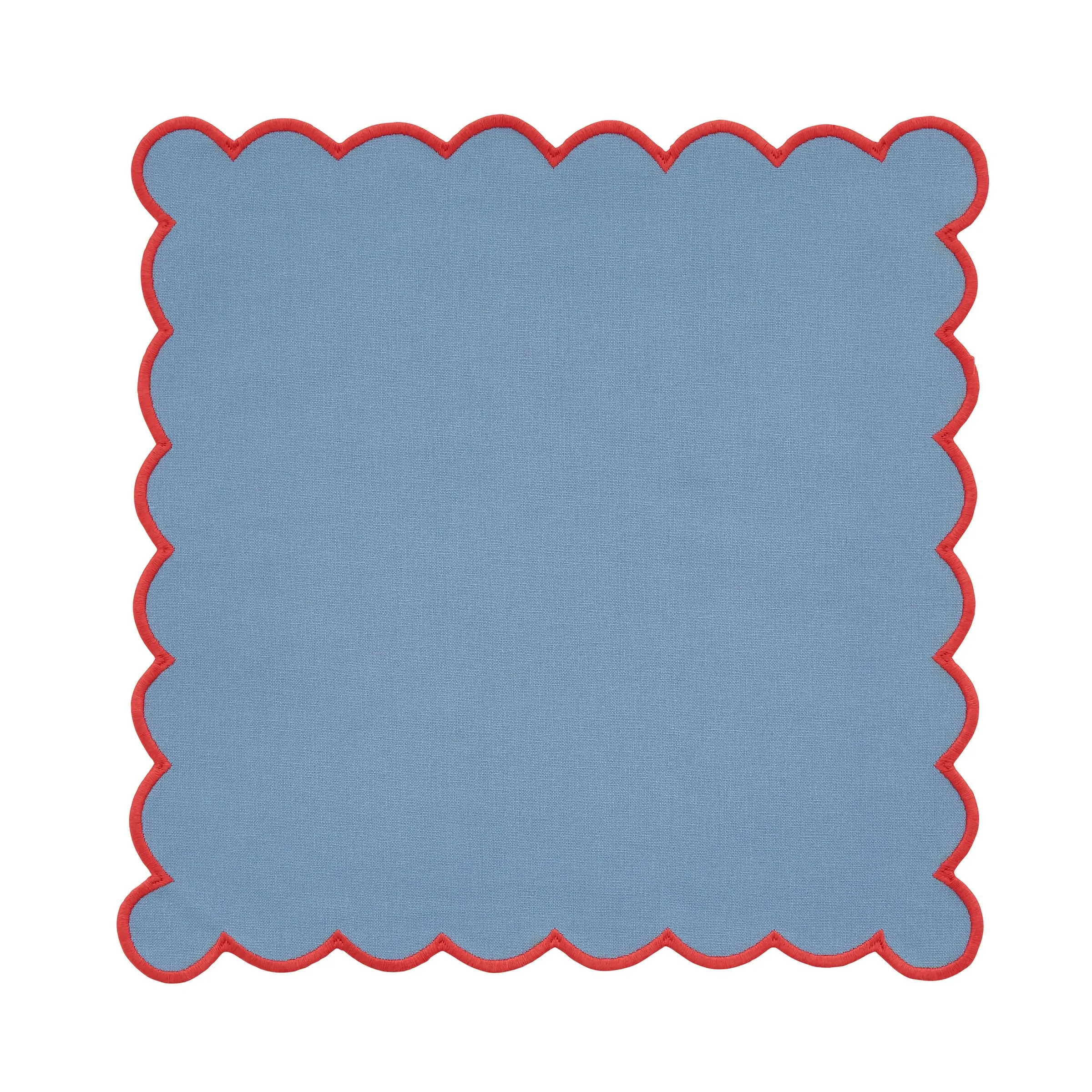 Land & Shore Scallop Trim Napkins, Blue/Red