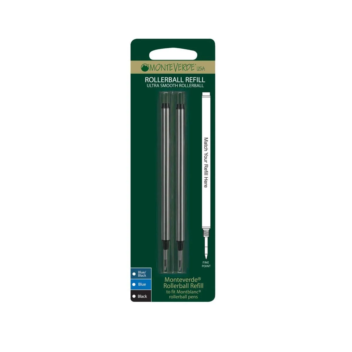 MontBlanc Rollerball Fine Refill to fit Montblanc 2 Pack, Blue | Pens > Refills & Accessories > Ballpen Refill