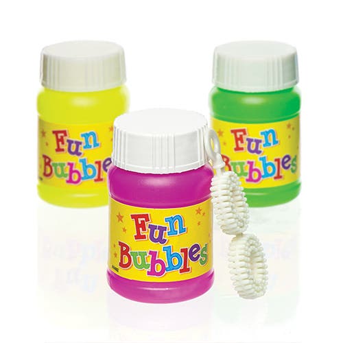 Baker Ross Mini Blow Bubbles - 8 Prefilled Bubble Wands In Assorted Colours. Blowing Party Bubbles. Size 5cm.