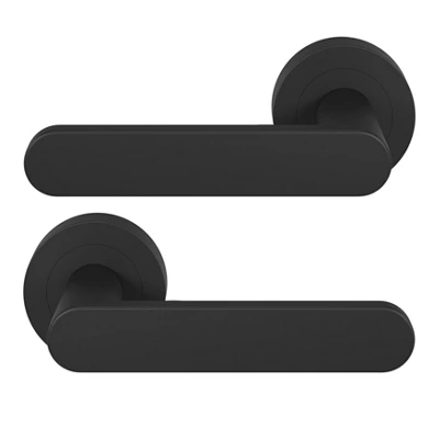 GoodHome Minzh Jet Black Round Latch Door Handle (L)120mm, Pair