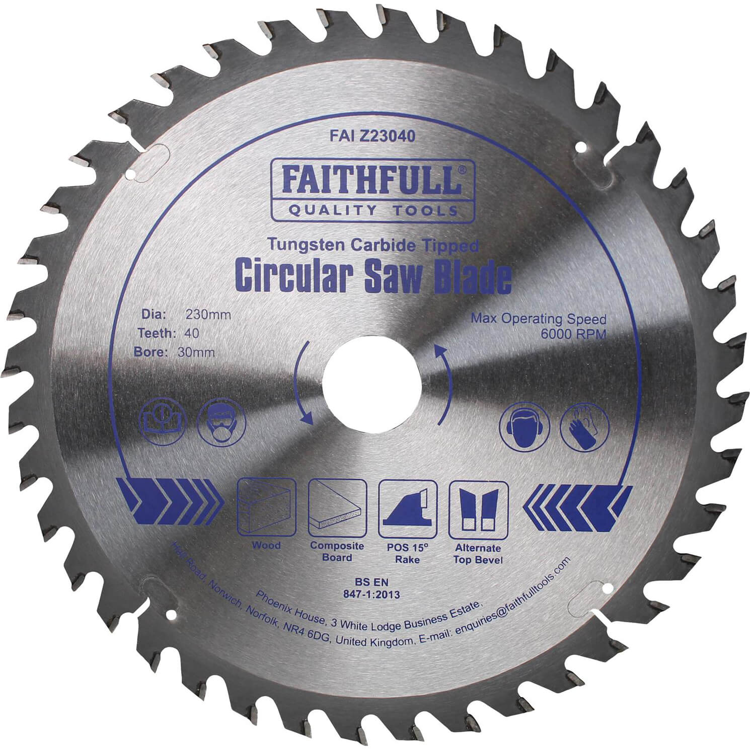 Faithfull TCT Circular Saw Blade 230 x 20 mm x 40T